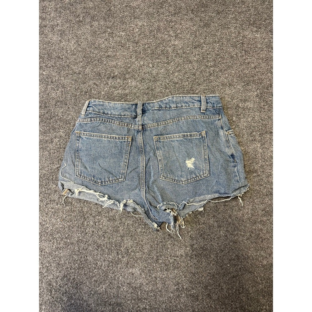 Cotton On Shorts Womens Size 10 Blue Distressed Denim Raw Hem High Waist Casual